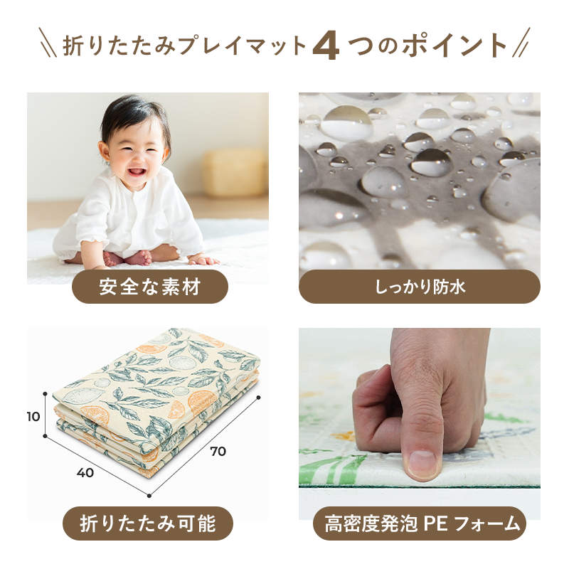 PARKLON ベビープレイポータブルマット200cm×140cm×1.0cm 【折りたたみサイズ 70cm×40cm×10cm】