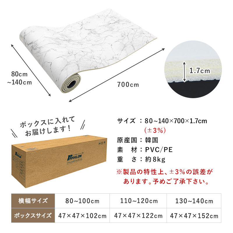 PARKLON 特厚 ロールマット 幅が選べる7サイズ 厚み1.7cm長さ700cm