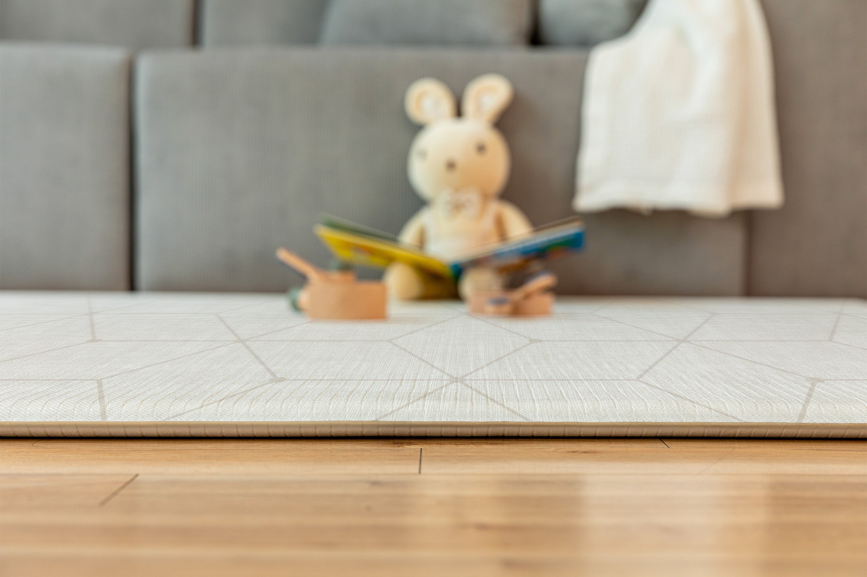 【デザインリニューアル売り切り特価】 PARKLON やわらかクッションマット アウトレット-Natural fabric beige-