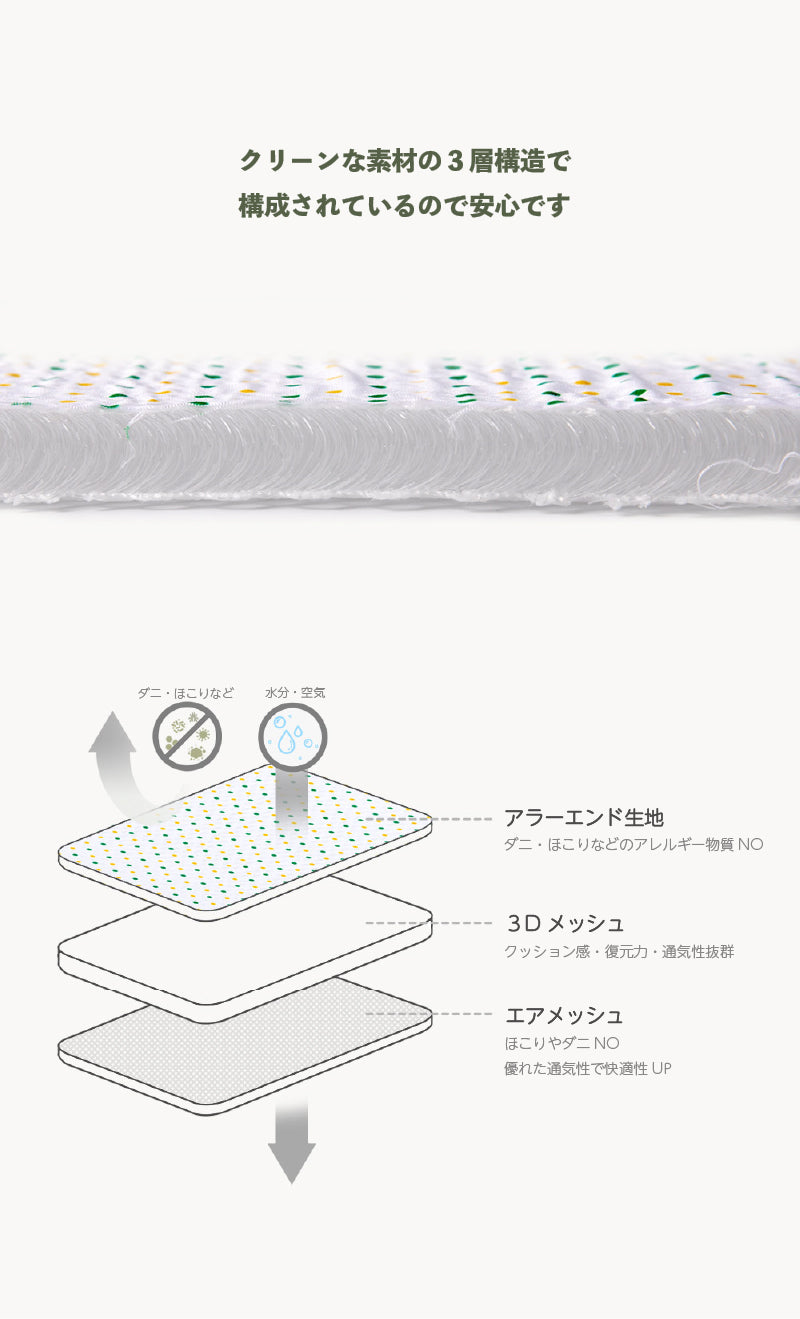 PARKLON 3Dエアメッシュ 防ダニ ベビーカーシート (3Dエアメッシュ/ダニ忌避) 固定ベルト付(38×76cm)