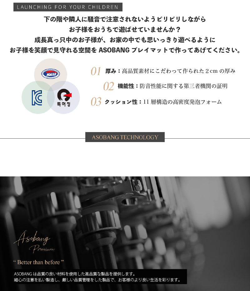 PARKLON 最高級プレイマット ASOBANG 230cm×140cm×2.0cm