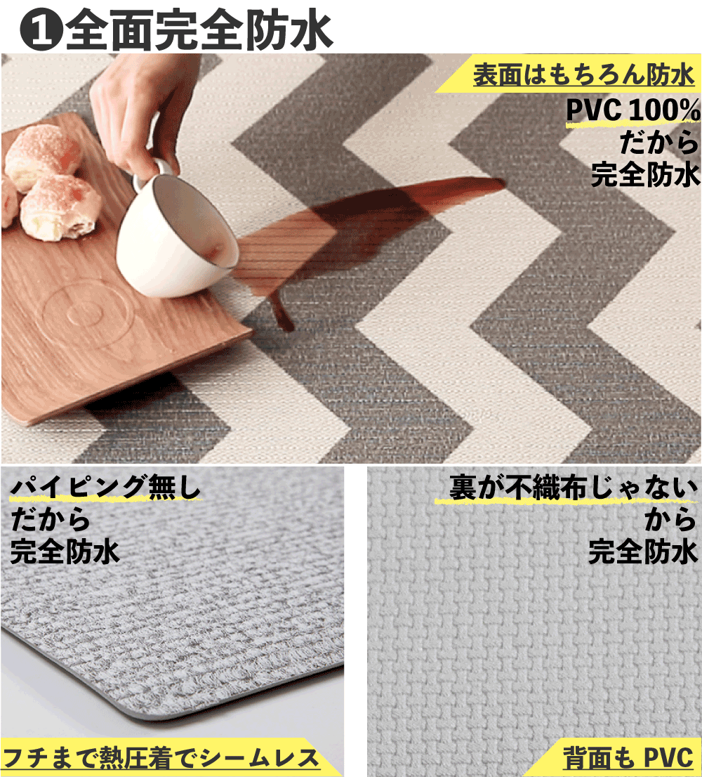 PARKLON 拭けるラグマット 210cm×140cm×0.55cm