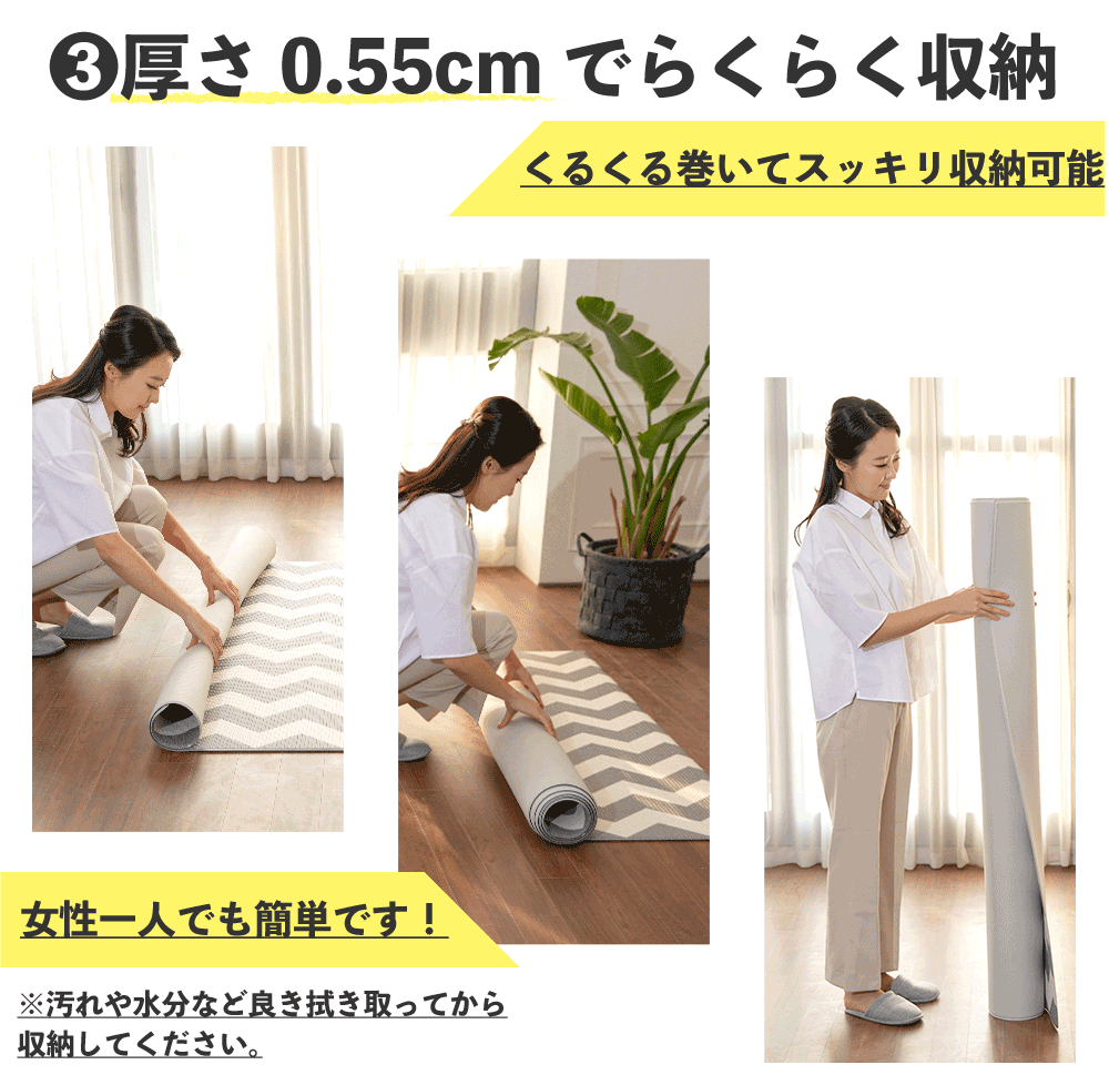 PARKLON 拭けるラグマット 210cm×140cm×0.55cm